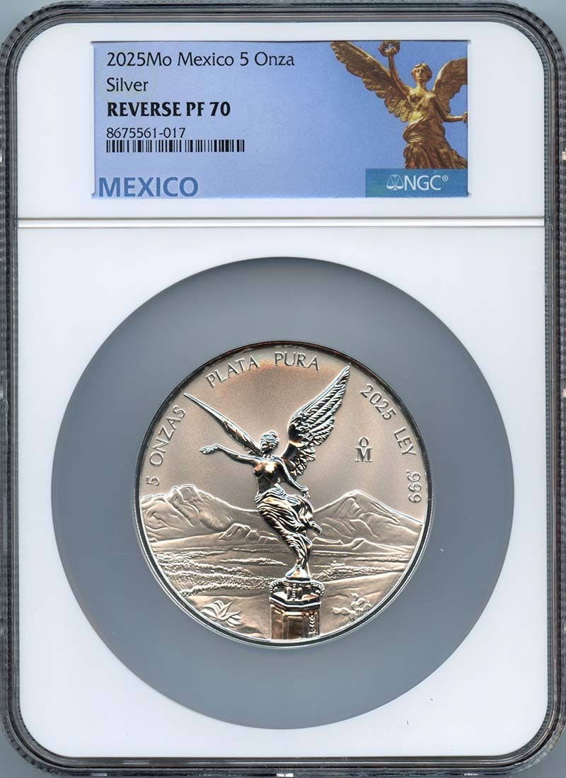 600 2025 Mo Mexico 5 Onza Libertad Silver NGC PF70 Reverse Proof Low Mintage: 600 2025 Mo Mexico 5 Onza Libertad Silver NGC PF70 Reverse Proof Low Mintage This listing features 600 2025 Mo Mexico 5 Onza Libertad Silver NGC PF70 Reverse Proof Low Mintage. Item specifics are prov