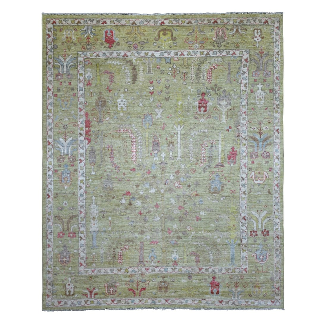 Rug 8'x9'9" Lime Green Afghan Angora Ushak Natural Wool Hand Knotted: Rug 8'x9'9" Lime Green Afghan Angora Ushak Natural Wool Hand Knotted This listing features Rug 8'x9'9" Lime Green Afghan Angora Ushak Natural Wool Hand Knotted. Item specifics are provided below. Item