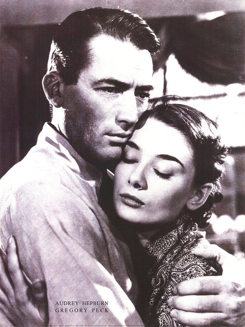 P ARTIST UNKNOWN Audrey Hepburn and Gregory Peck 31.5" x 23.5" Offset Lithograph: P ARTIST UNKNOWN Audrey Hepburn and Gregory Peck 31.5" x 23.5" Offset Lithograph This listing features P ARTIST UNKNOWN Audrey Hepburn and Gregory Peck 31.5" x 23.5" Offset Lithograph. Item specifics