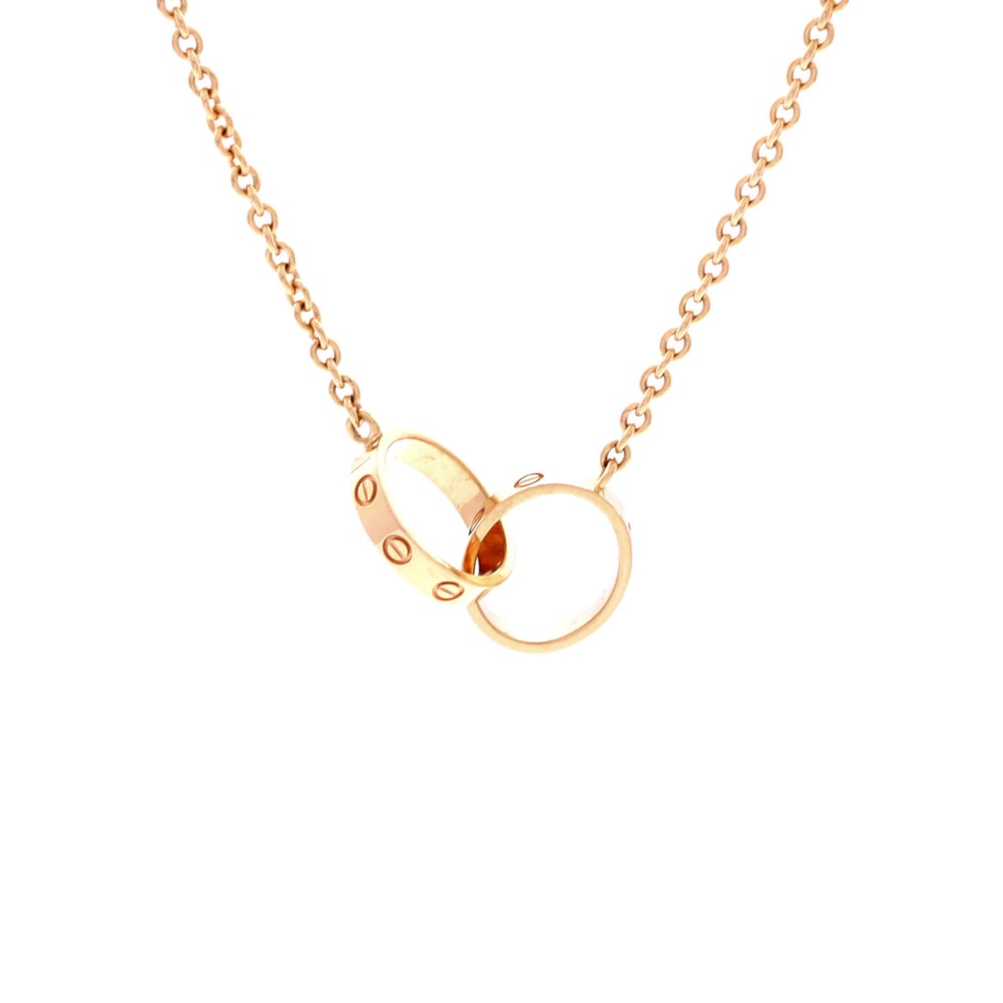 Gold Cartier Love Interlocking Necklace 18K Rose: Gold Cartier Love Interlocking Necklace 18K Rose This listing features Gold Cartier Love Interlocking Necklace 18K Rose. Item specifics are provided below. Item Specifics: Brand: Cartier Main Stone: U
