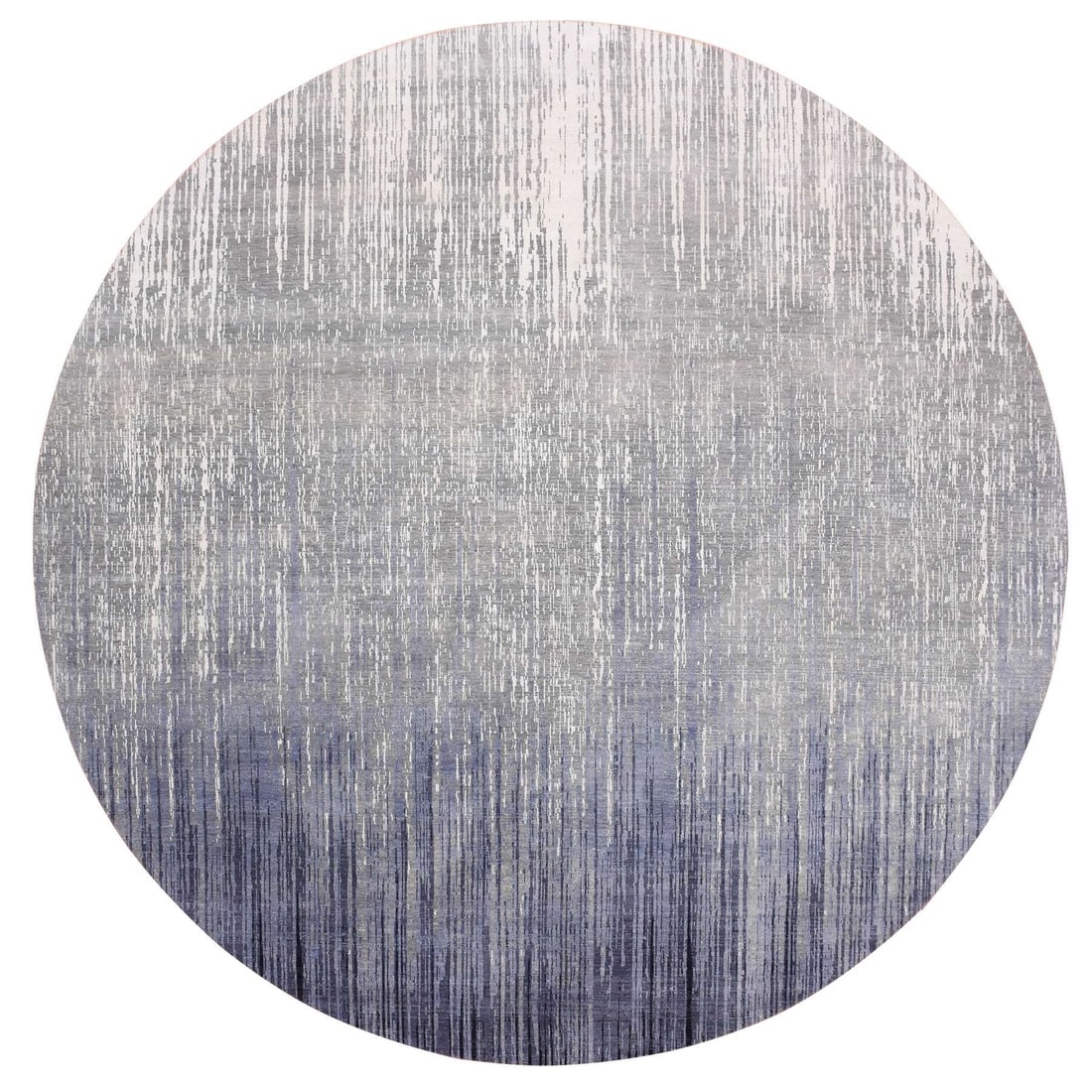 Rug 12'1"x12'2" Gray and Black Hand Knotted Modern Ombre Pure Wool Round (1 of 11)