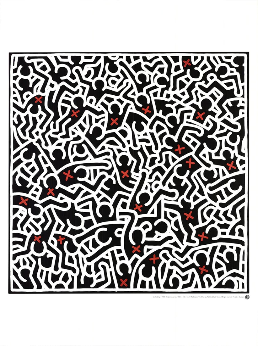 Art KEITH HARING Untitled (April 1985) 31.5" x 23.5" Poster 1998 Pop (1 of 4)