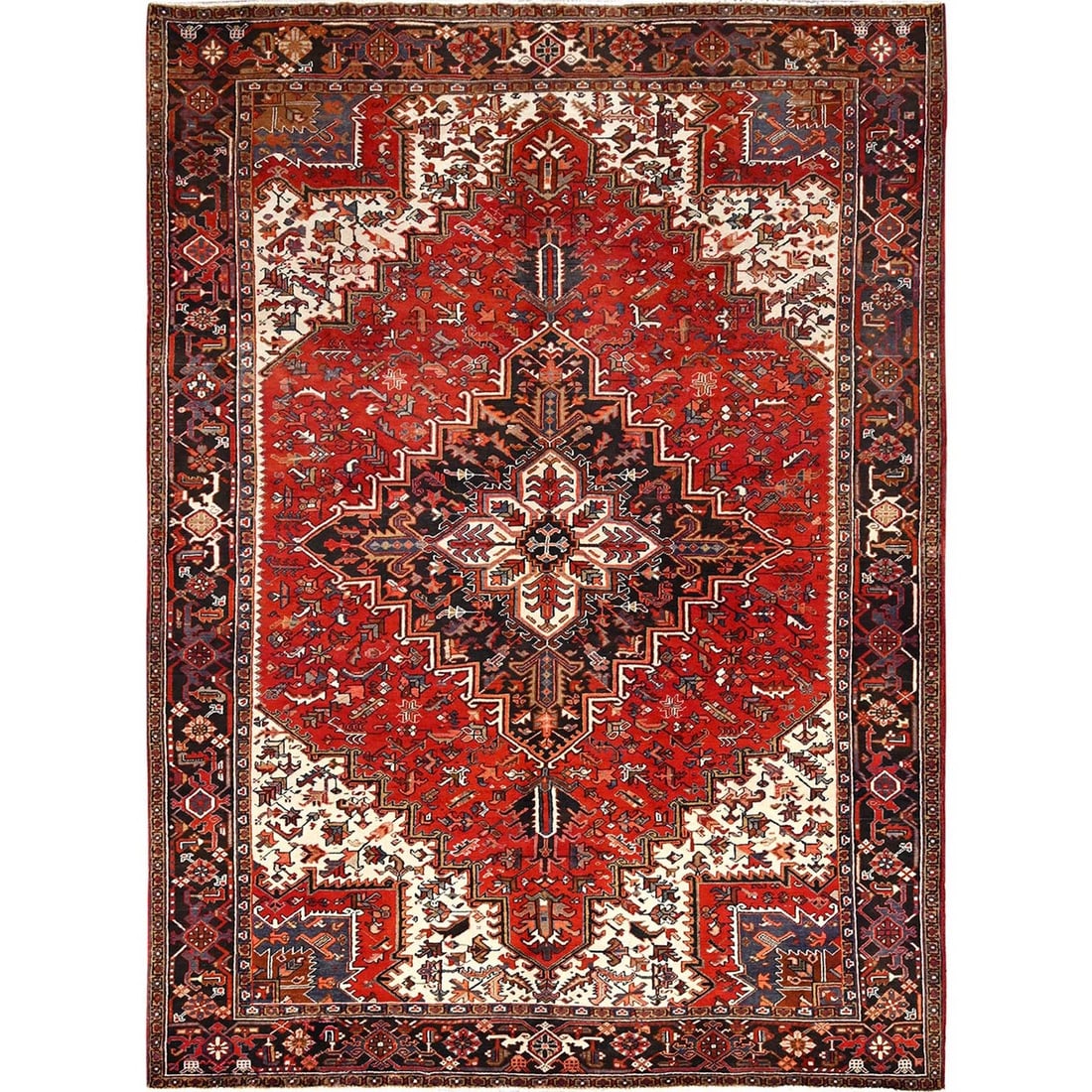 Rug 8'3"x10'10" Red Pure Wool Hand Knotted Semi Antique Zoroastrian Heris (1 of 12)