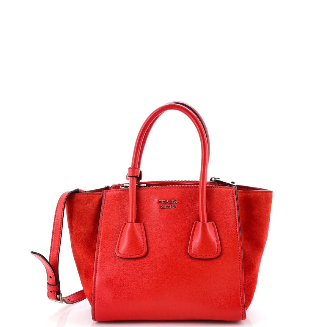 Mini Prada Twin Pocket Convertible Tote Leather with Suede (1 of 5)