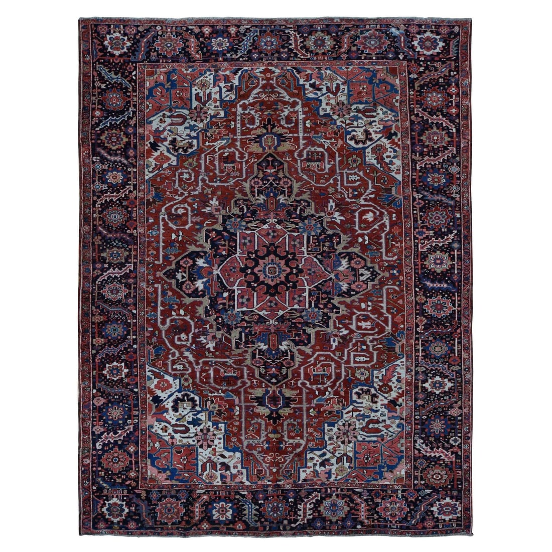 Rug 9'8"x12'10" Red Antique Zoroastrian Heris Hand Knotted Pure Wool: Rug 9'8"x12'10" Red Antique Zoroastrian Heris Hand Knotted Pure Wool This listing features Rug 9'8"x12'10" Red Antique Zoroastrian Heris Hand Knotted Pure Wool. Item specifics are provided below. Item