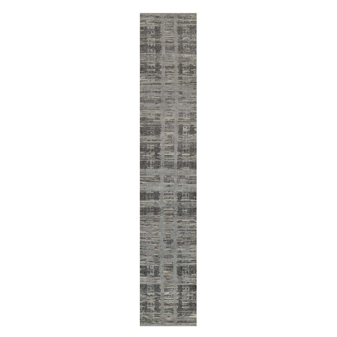 Runner 2'6"x14' Gray Pure Wool Rug Criss Cross Erased Design Hand Knotted: Runner 2'6"x14' Gray Pure Wool Rug Criss Cross Erased Design Hand Knotted This listing features Runner 2'6"x14' Gray Pure Wool Rug Criss Cross Erased Design Hand Knotted. Item specifics are provided b