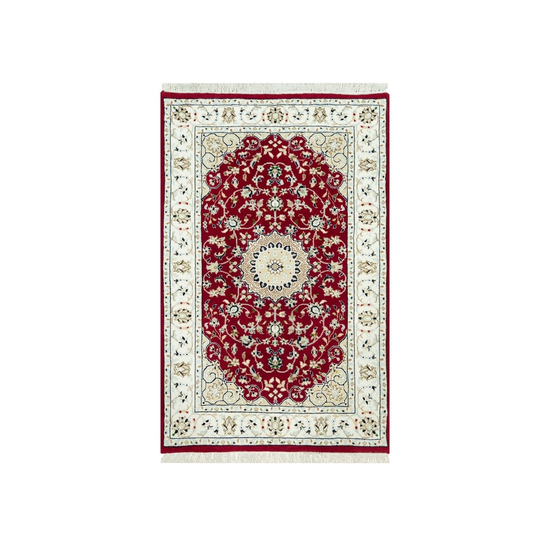 Rug 2'7"x4'1" Sun Dried Tomato Red Nain Central Medallion Hand Knotted: Rug 2'7"x4'1" Sun Dried Tomato Red Nain Central Medallion Hand Knotted This listing features Rug 2'7"x4'1" Sun Dried Tomato Red Nain Central Medallion Hand Knotted. Item specifics are provided below.