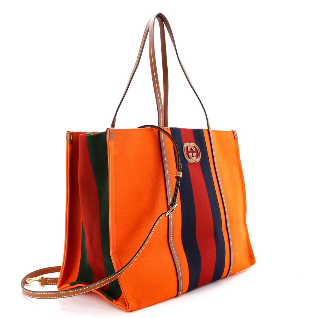 Large Gucci Interlocking G Web Tote Canvas - 2