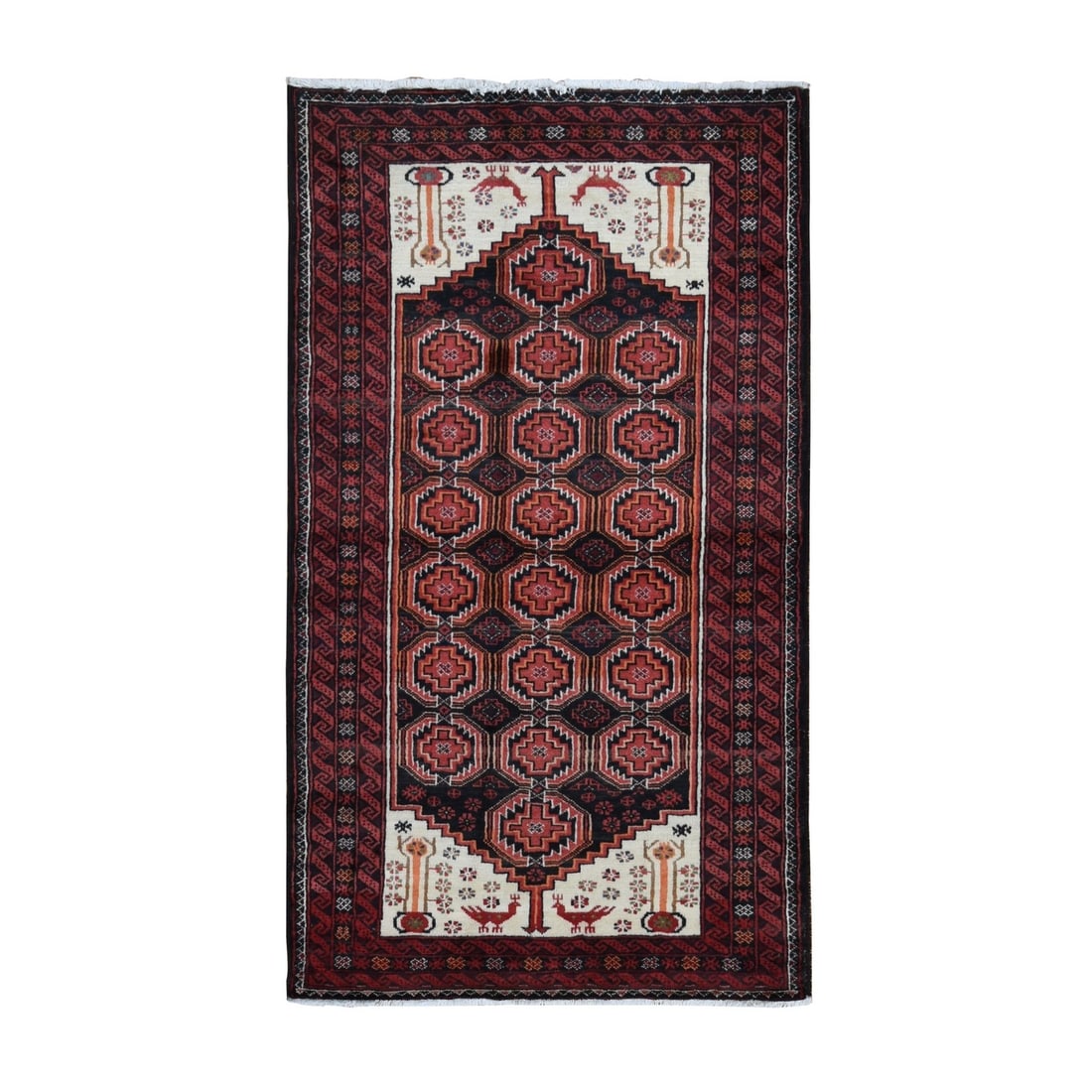 Rug 3'10"x7'1" Red Vintage Zoroastrian Design Pure Wool Hand Knotted: Rug 3'10"x7'1" Red Vintage Zoroastrian Design Pure Wool Hand Knotted This listing features Rug 3'10"x7'1" Red Vintage Zoroastrian Design Pure Wool Hand Knotted. Item specifics are provided below. 
