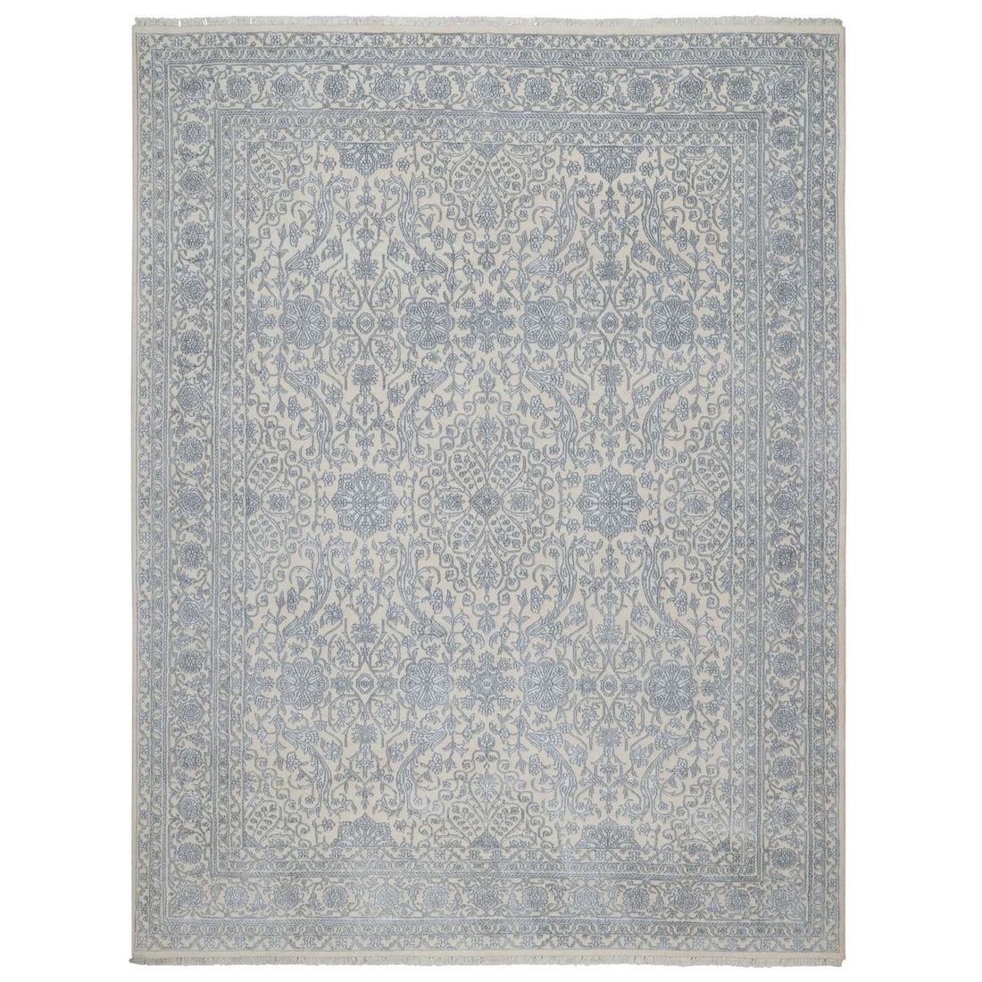 Rug 7'9"x10'2" White Zoroastrian Design Wool and Bamboo Silk Hand Knotted (1 of 11)