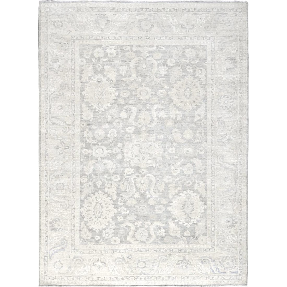Rug 8'9"x11'10" Gray White Wash Peshawar Leaf Design Hand Knotted Pure Wool: Rug 8'9"x11'10" Gray White Wash Peshawar Leaf Design Hand Knotted Pure Wool This listing features Rug 8'9"x11'10" Gray White Wash Peshawar Leaf Design Hand Knotted Pure Wool. Item specifics are provid
