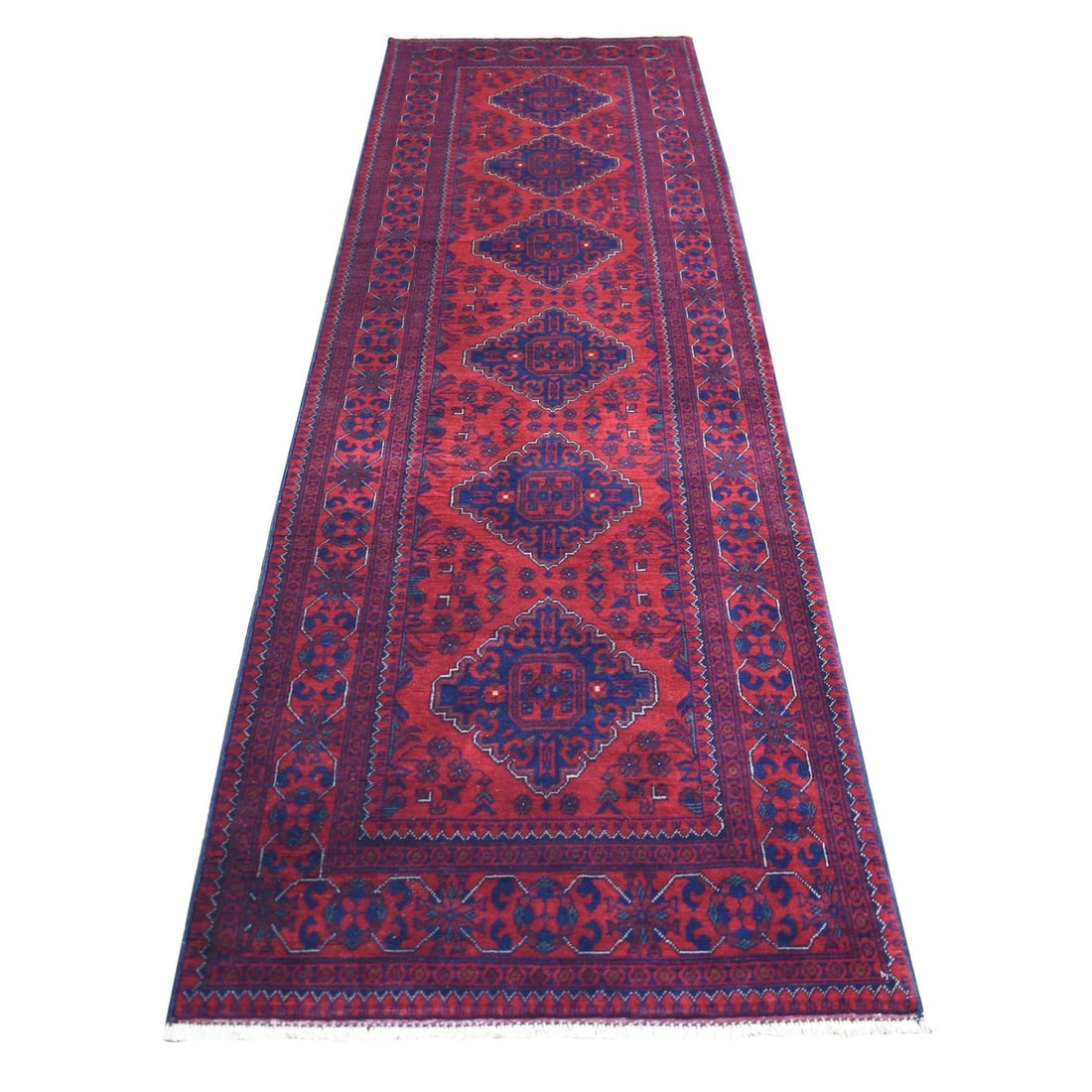 Rug 3'x9'7" Red Tribal Design Wool Afghan Khamyab Hand Knotted Runner: Rug 3'x9'7" Red Tribal Design Wool Afghan Khamyab Hand Knotted Runner This listing features Rug 3'x9'7" Red Tribal Design Wool Afghan Khamyab Hand Knotted Runner. Item specifics are provided below. It