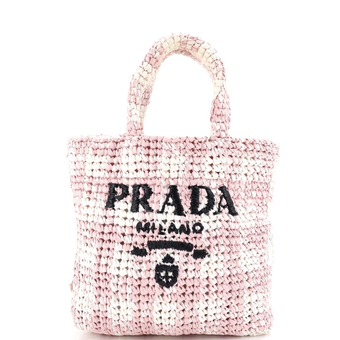 Small Prada Logo Tote Raffia: Small Prada Logo Tote Raffia This listing features Small Prada Logo Tote Raffia. Item specifics are provided below. Item Specifics: Brand: Prada Exterior Material: Raffia Style: Totes Exterior Color: