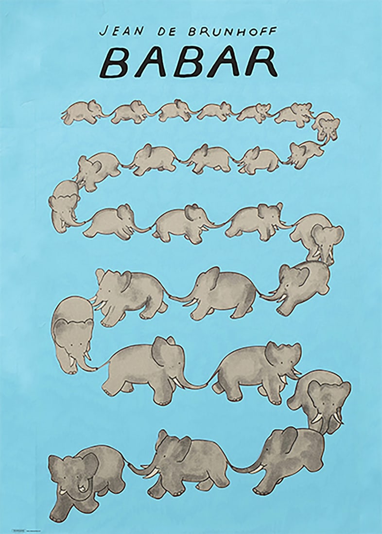 Contemporary JEAN DE BRUNHOFF Babar The Blue Carousel 27.5" x 19.5" Poster 2017 (1 of 2)