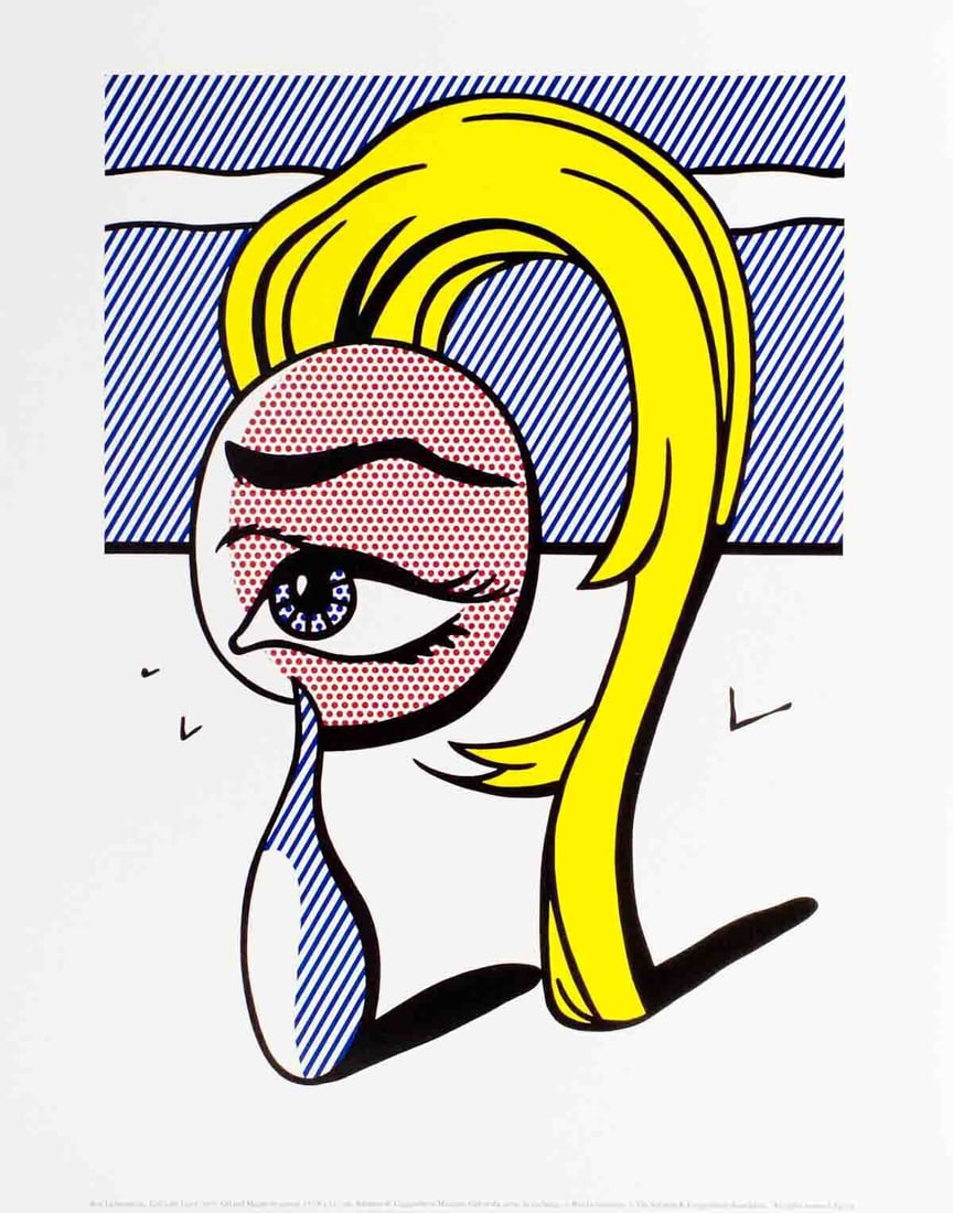 Art ROY LICHTENSTEIN Girl with Tear I 14" x 11" Poster 1988 Pop (1 of 4)