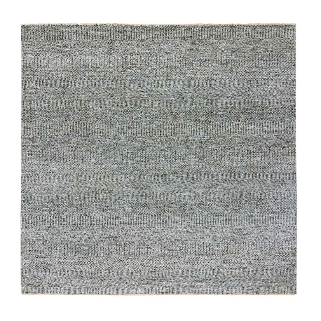 Rug 6'x6' Pediment Gray Grass Plain Design Hand Knotted Oriental Square (1 of 7)