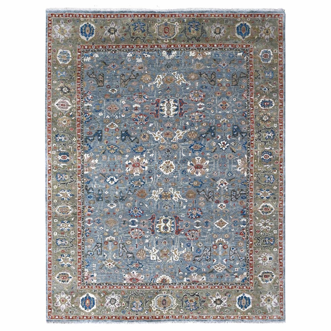 Rug 9'x11'10" Gray Heris All Over Design Hand Knotted Pure Wool Oriental (1 of 12)