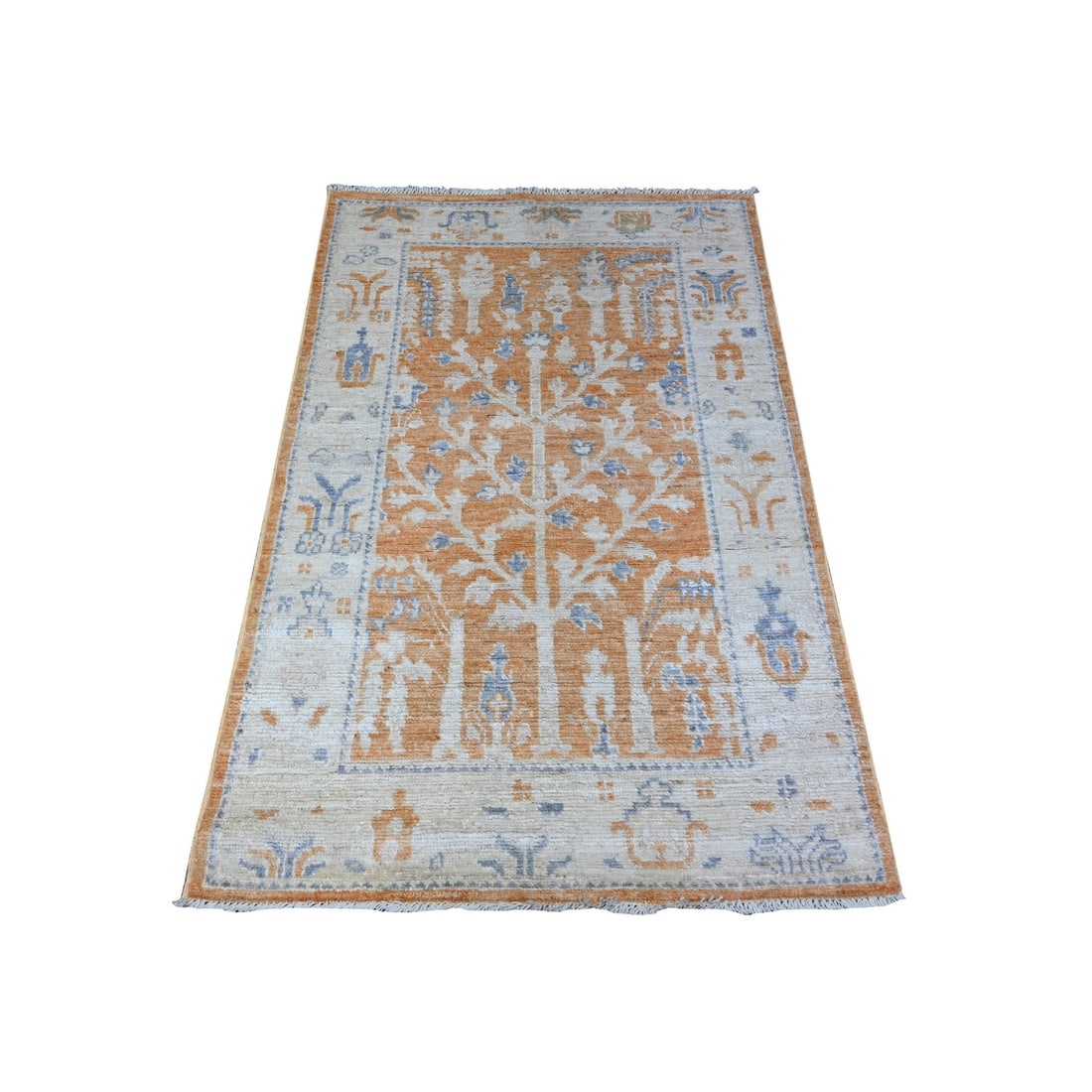 Rug 3'1"x4'9" Orange Oushak Cypress Willow Tree Design Wool Hand Knotted: Rug 3'1"x4'9" Orange Oushak Cypress Willow Tree Design Wool Hand Knotted This listing features Rug 3'1"x4'9" Orange Oushak Cypress Willow Tree Design Wool Hand Knotted. Item specifics are provided bel