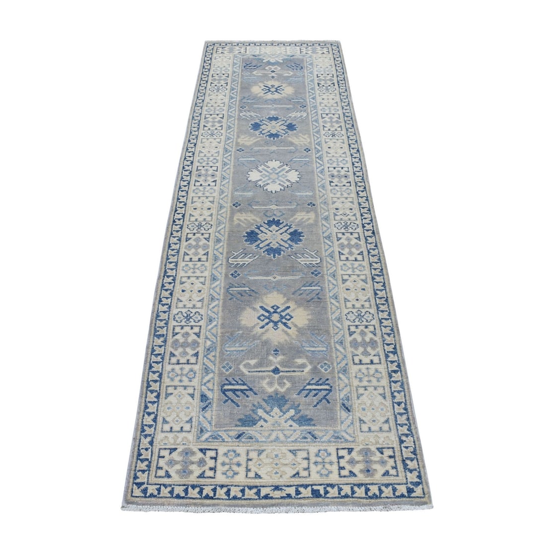 Rug 2'6"x9'4" Gray Vintage Look Kazak Wool Tribal Design Hand Made Runner: Rug 2'6"x9'4" Gray Vintage Look Kazak Wool Tribal Design Hand Made Runner This listing features Rug 2'6"x9'4" Gray Vintage Look Kazak Wool Tribal Design Hand Made Runner. Item specifics are provided b