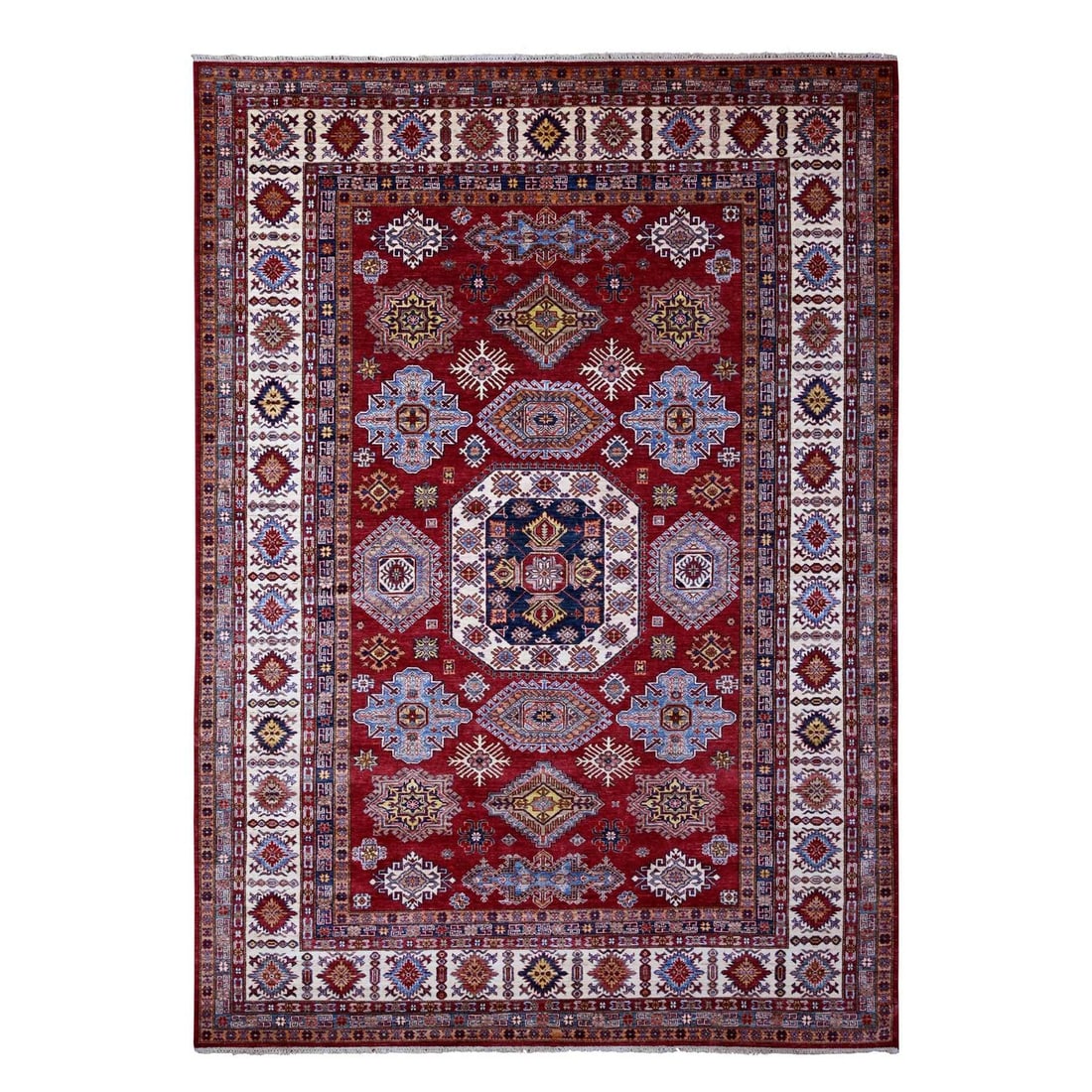 Rug 8'10"x12'5" Scarlet Red Afghan Super Kazak Wool Hand Knotted Oriental (1 of 11)