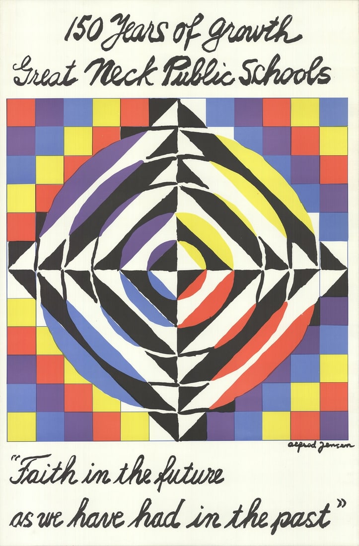 Serigraph ALFRED JENSEN 150 Years of Growth Great Neck Public Schools 35" x 23": Serigraph ALFRED JENSEN 150 Years of Growth Great Neck Public Schools 35" x 23" This listing features Serigraph ALFRED JENSEN 150 Years of Growth Great Neck Public Schools 35" x 23". Item specifics