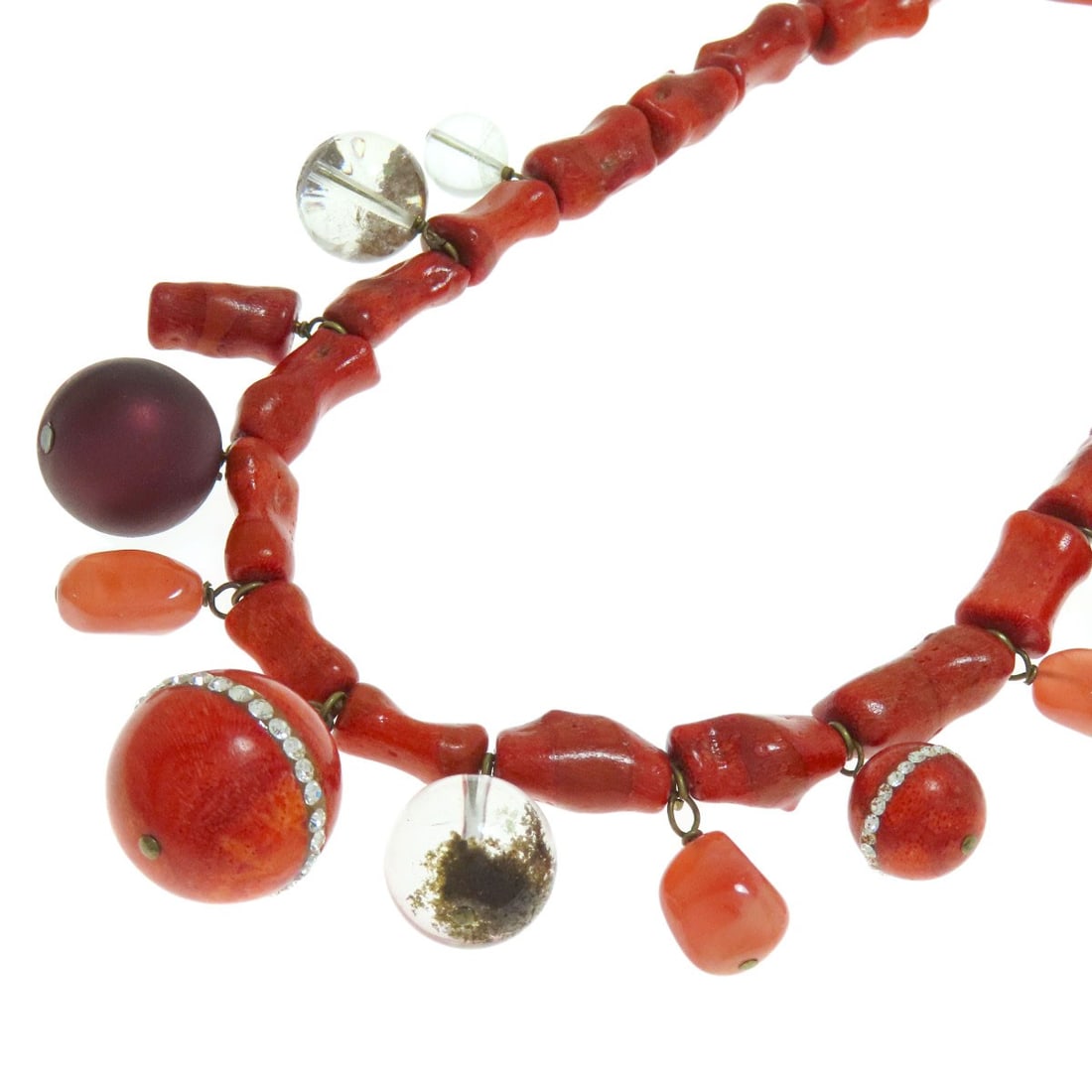 72.3g Coral Quartz Necklace Metal Coral (1 of 6)