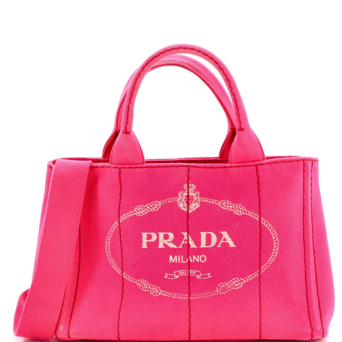 Small Prada Canapa Convertible Shopping Tote Canvas (1 of 8)