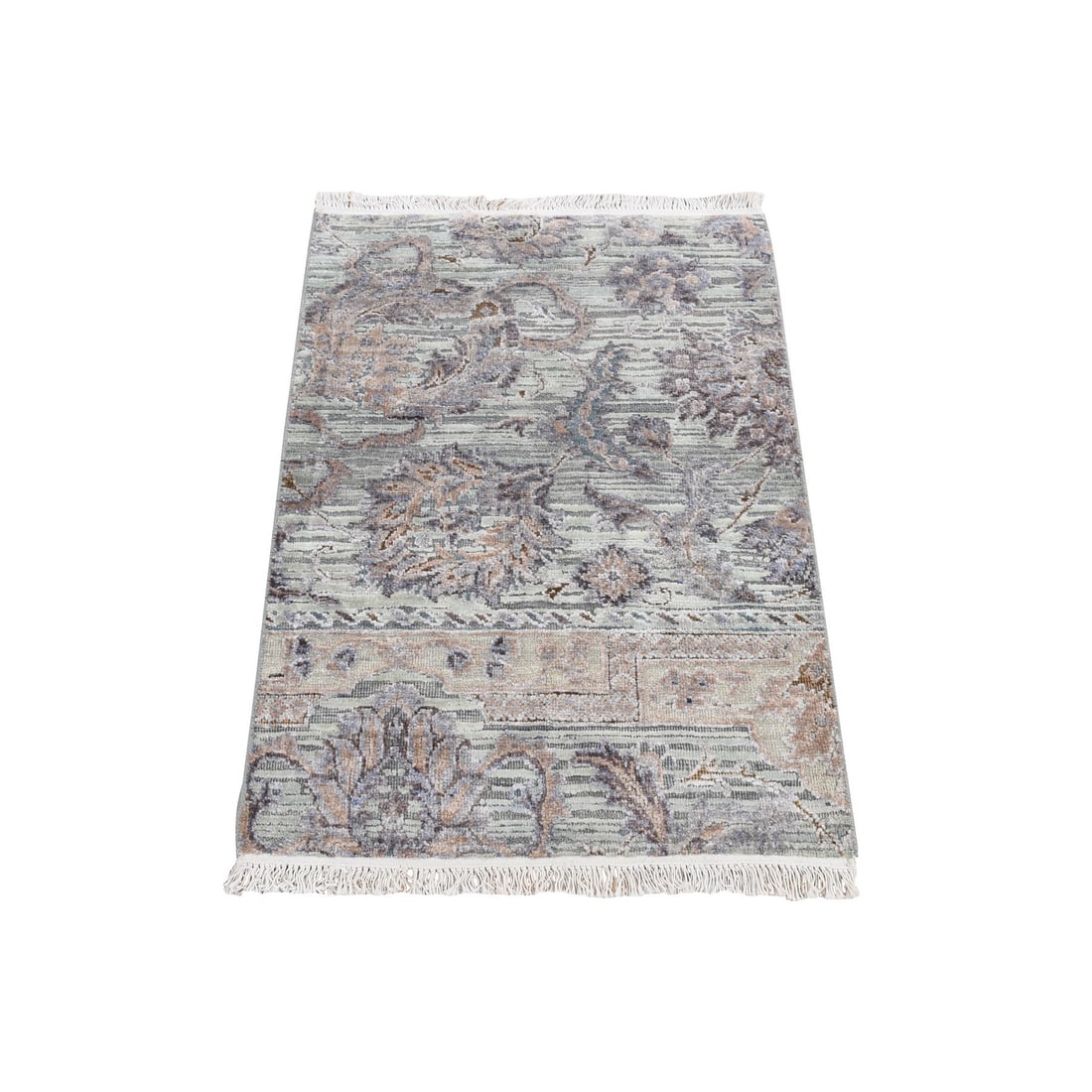 Rug 2'x3' Ash Gray Mughal Design Silk and Wool Hand Knotted Sample Mat: Rug 2'x3' Ash Gray Mughal Design Silk and Wool Hand Knotted Sample Mat This listing features Rug 2'x3' Ash Gray Mughal Design Silk and Wool Hand Knotted Sample Mat. Item specifics are provided below.