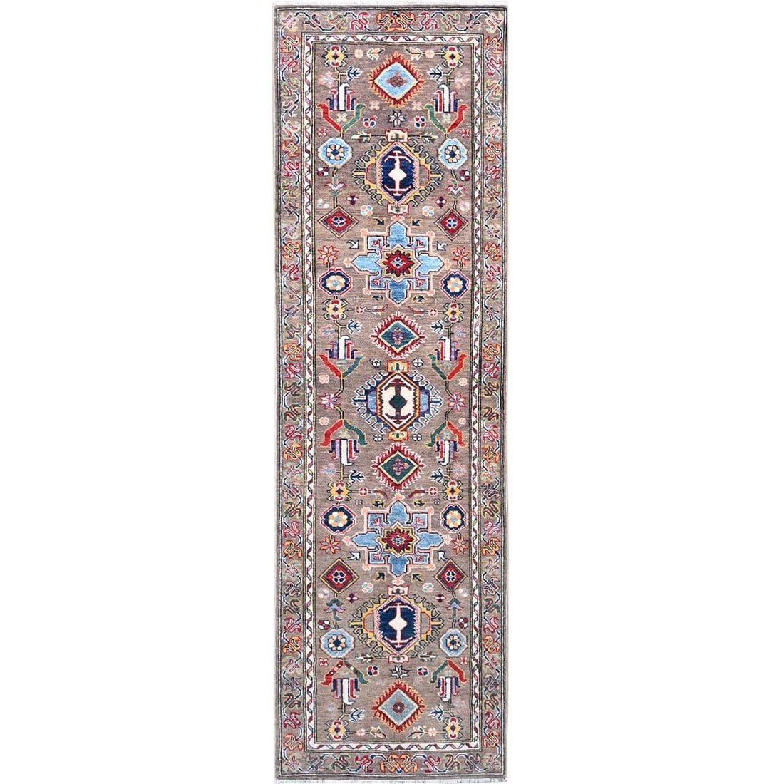 Rug 2'8"x9' Gray Hand Knotted Natural Wool Hand Knotted Oriental Runner (1 of 7)