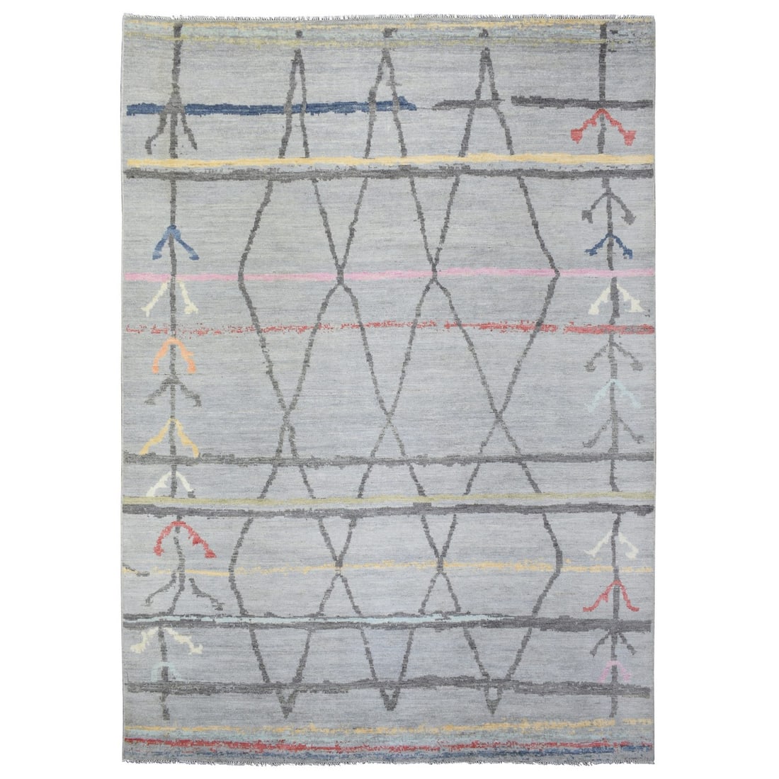 Rug 10'x13'9" Light Gray Hand Knotted Boujaad Moroccan Berber Design Wool: Rug 10'x13'9" Light Gray Hand Knotted Boujaad Moroccan Berber Design Wool This listing features Rug 10'x13'9" Light Gray Hand Knotted Boujaad Moroccan Berber Design Wool. Item specifics are provided b