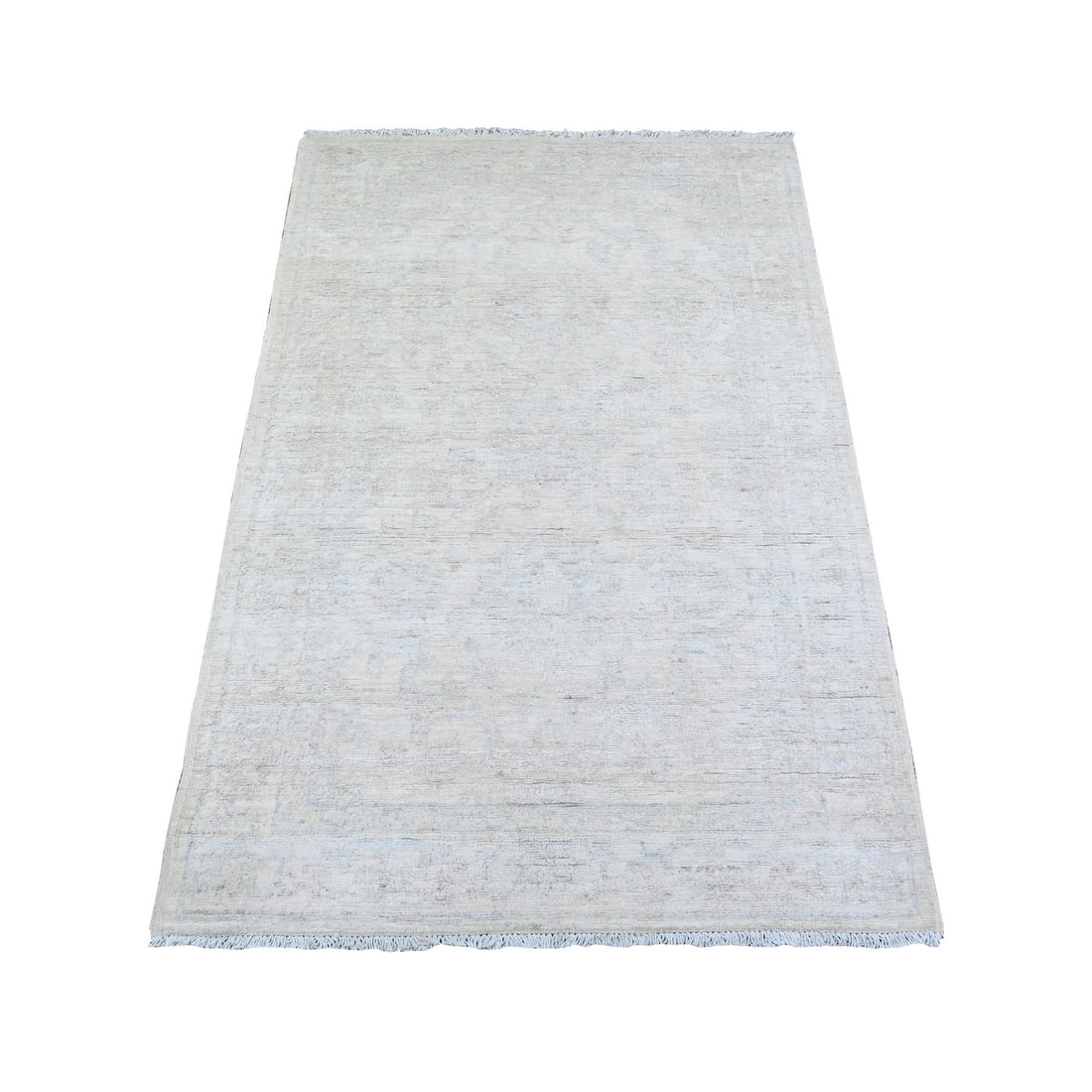 Rug 3'x5' Delicate White Wool Hand Knotted Washed Out Peshawar Oriental (1 of 6)