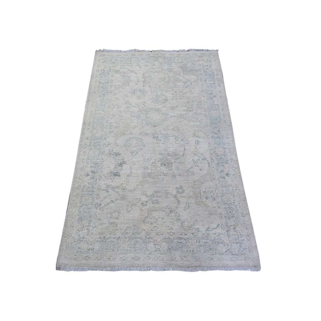 Rug 3'x5' Gainsboro Gray Pure Wool White Wash Peshawar Hand Knotted (1 of 6)