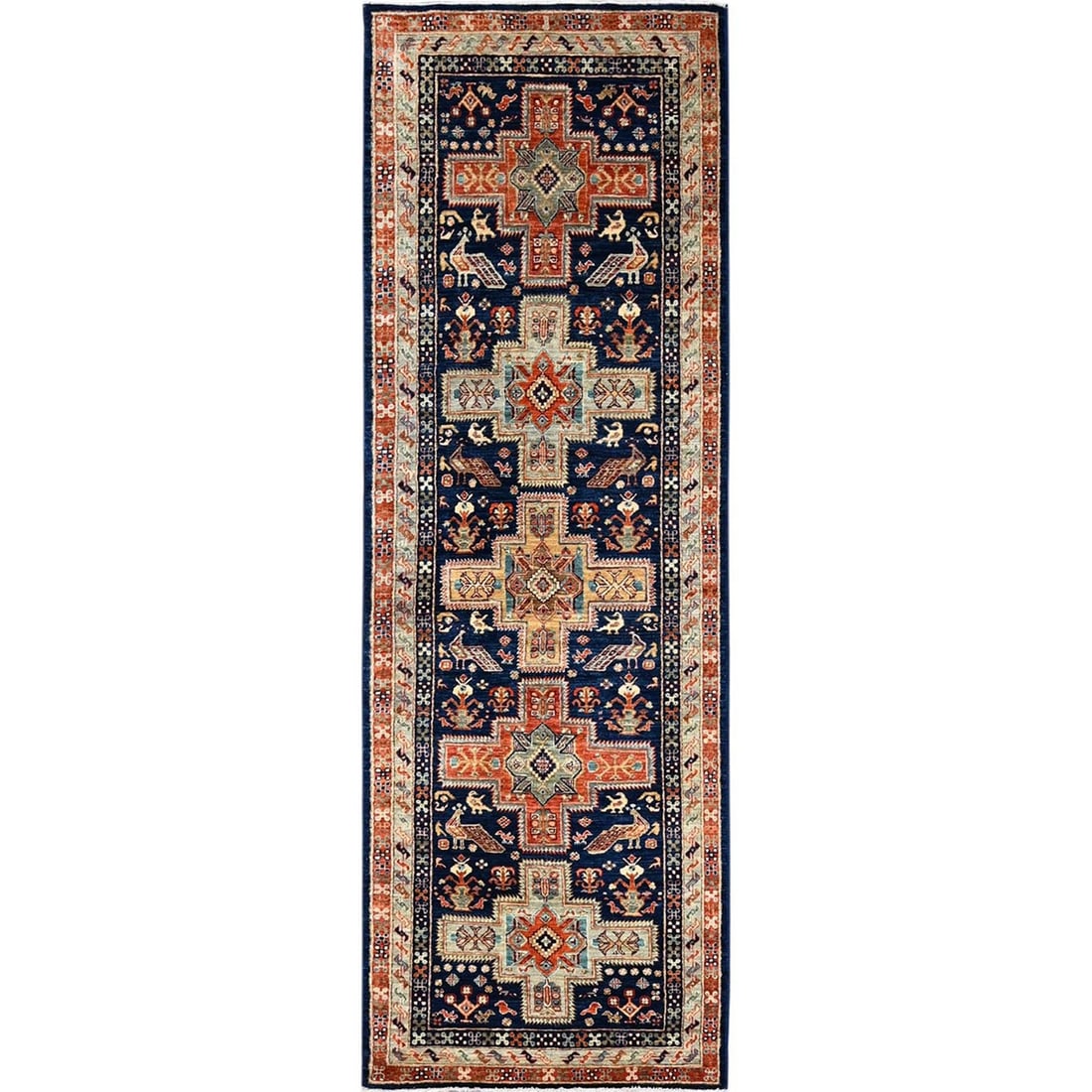 Rug 2'7"x8' Sailor Blue Caucasian Design Hand Knotted Soft Wool Runner: Rug 2'7"x8' Sailor Blue Caucasian Design Hand Knotted Soft Wool Runner This listing features Rug 2'7"x8' Sailor Blue Caucasian Design Hand Knotted Soft Wool Runner. Item specifics are provided below.