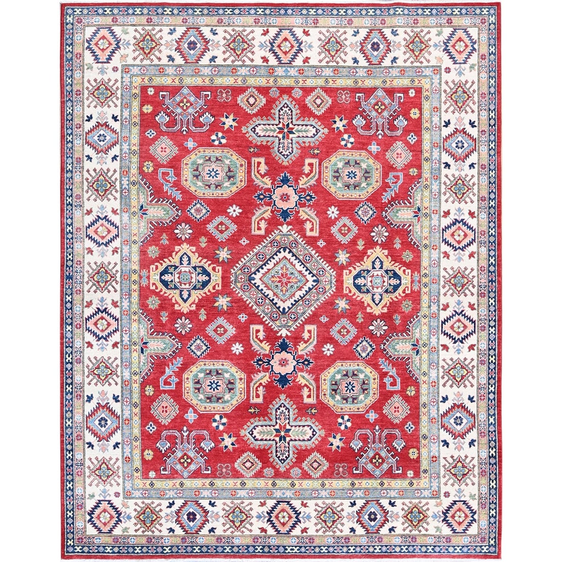 Rug 8'2"x10'2" Red Kazak with Medallions Design Soft Wool Hand Knotted: Rug 8'2"x10'2" Red Kazak with Medallions Design Soft Wool Hand Knotted This listing features Rug 8'2"x10'2" Red Kazak with Medallions Design Soft Wool Hand Knotted. Item specifics are provided below.