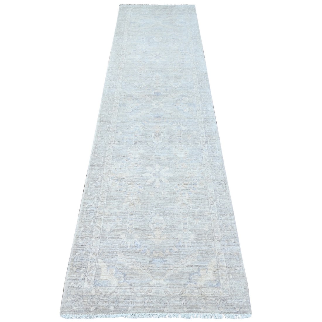 Rug 2'6"x9'10" Swanky Gray Hand Knotted Washed Out Mahal Design Runner: Rug 2'6"x9'10" Swanky Gray Hand Knotted Washed Out Mahal Design Runner This listing features Rug 2'6"x9'10" Swanky Gray Hand Knotted Washed Out Mahal Design Runner. Item specifics are provided below.