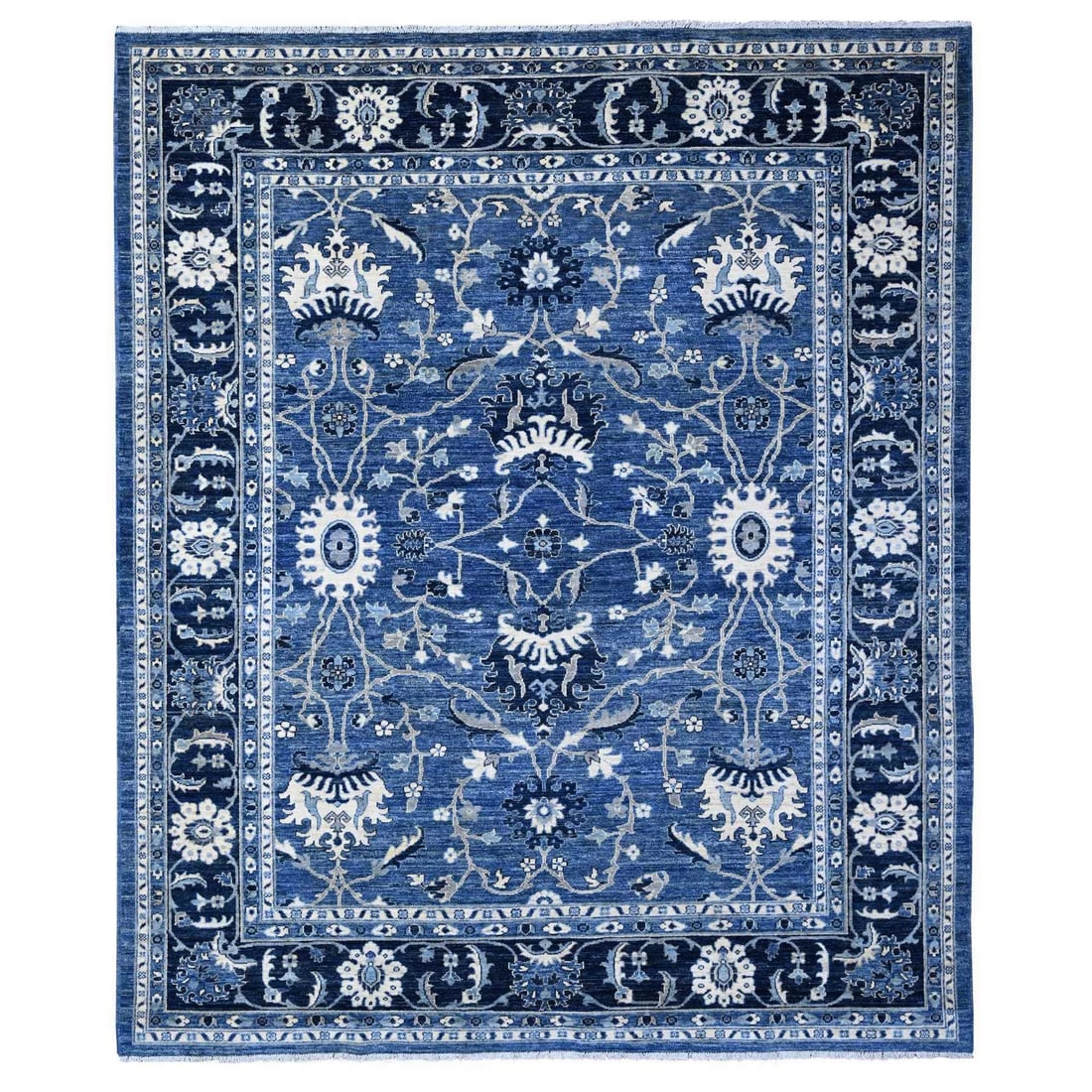 Rug 8'1"x9'8" Azure Blue Mahal Design All Over Natural Dyes Oriental (1 of 12)