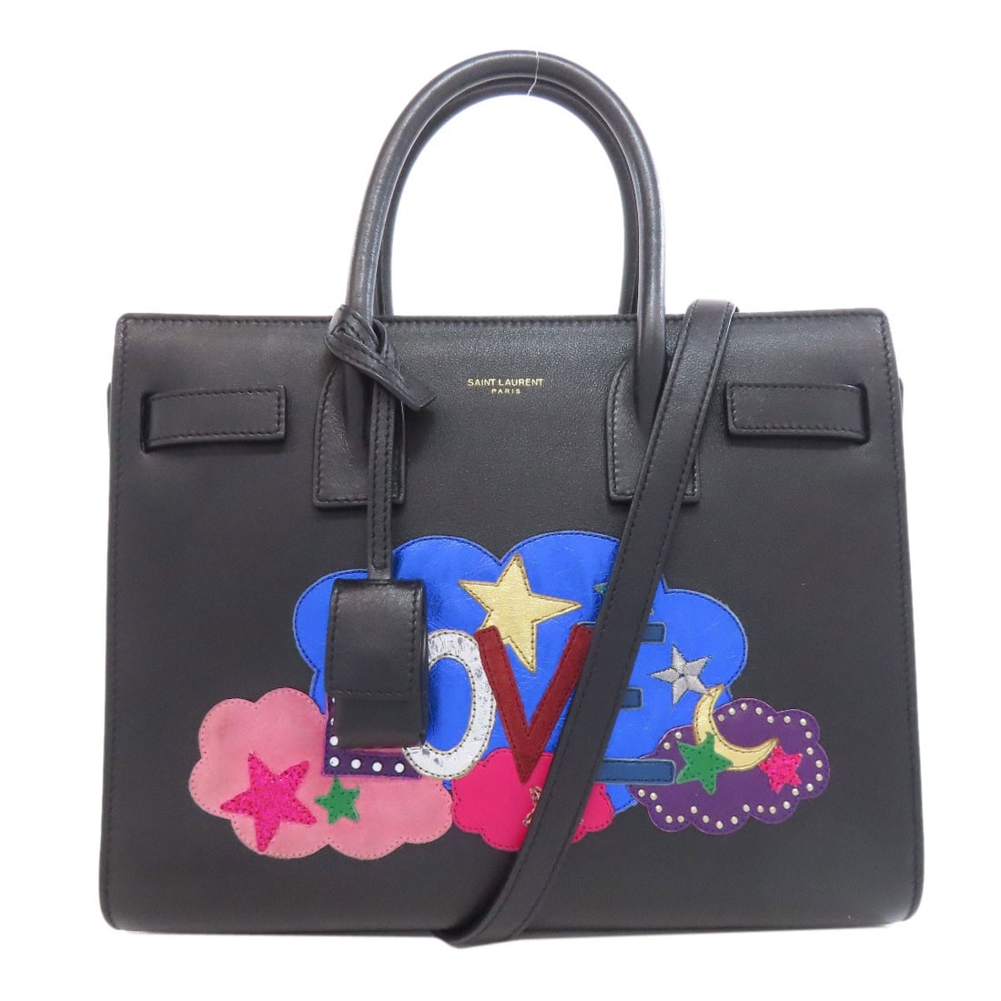 Calf SAINT LAURENT LOVE2 WAY Handbag: Calf SAINT LAURENT LOVE2 WAY Handbag This listing features Calf SAINT LAURENT LOVE2 WAY Handbag. Item specifics are provided below. Item Specifics: Brand: SAINT LAURENT Style: Handbag Exterior