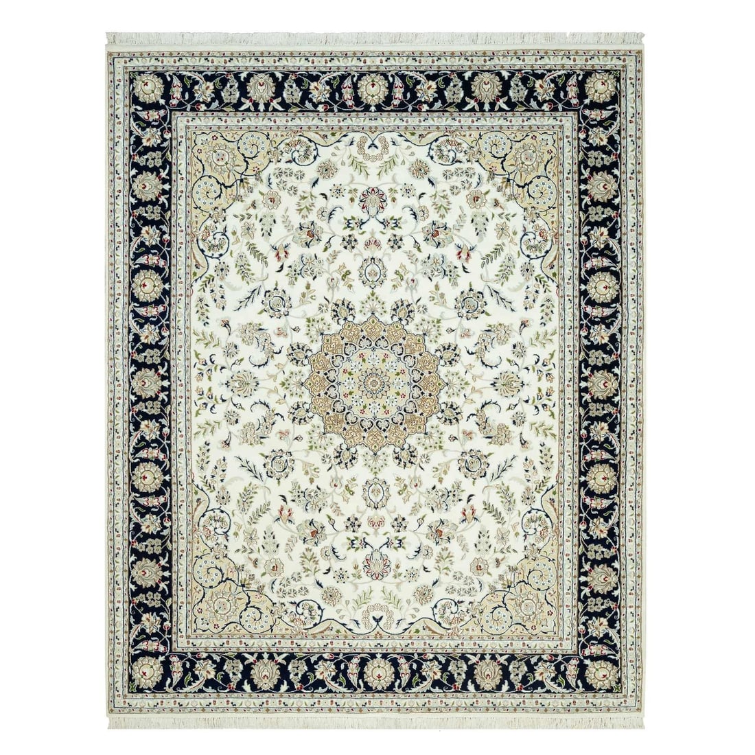 Rug 7'10"x10' Origami White Hand Knotted 250 KPSI Nain Wool Denser Weave: Rug 7'10"x10' Origami White Hand Knotted 250 KPSI Nain Wool Denser Weave This listing features Rug 7'10"x10' Origami White Hand Knotted 250 KPSI Nain Wool Denser Weave. Item specifics are provided