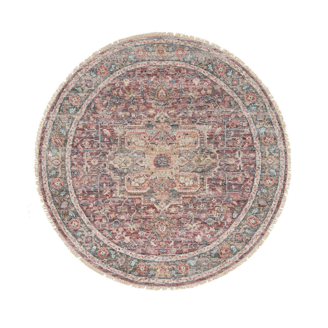 Rug 6'x6' Sangria Red Hand Knotted Pure Wool Heris Revival Round Oriental: Rug 6'x6' Sangria Red Hand Knotted Pure Wool Heris Revival Round Oriental This listing features Rug 6'x6' Sangria Red Hand Knotted Pure Wool Heris Revival Round Oriental. Item specifics are provided b