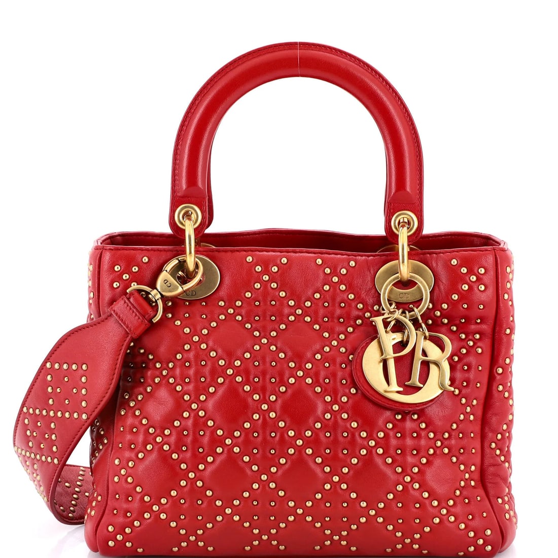 Medium Christian Dior Supple Lady Dior Bag Cannage Studded Lambskin (1 of 8)
