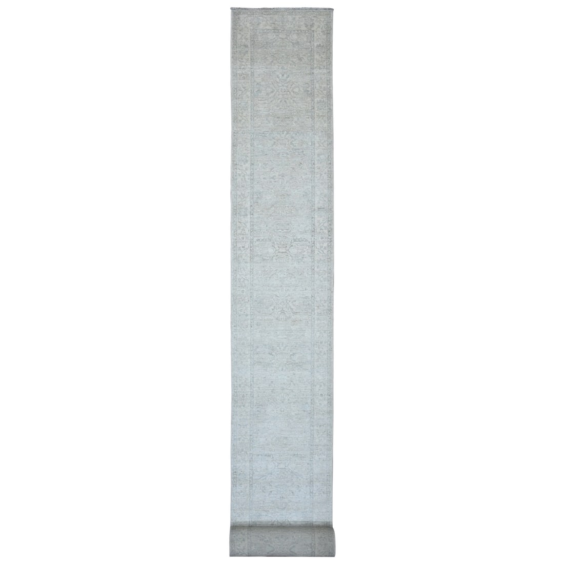 Rug 2'6"x28'9" Gray Peshawar Heris Design Hand Knotted Pure Wool Runner (1 of 6)
