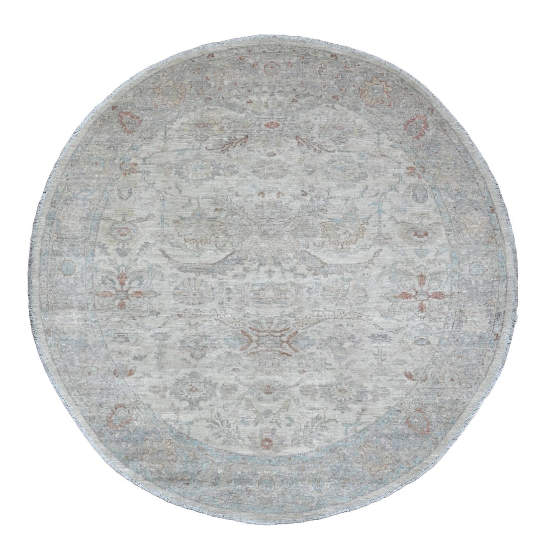 Rug 7'9"x7'9" White Heris All Over Design Pure Wool Hand Knotted Round: Rug 7'9"x7'9" White Heris All Over Design Pure Wool Hand Knotted Round This listing features Rug 7'9"x7'9" White Heris All Over Design Pure Wool Hand Knotted Round. Item specifics are provided below.