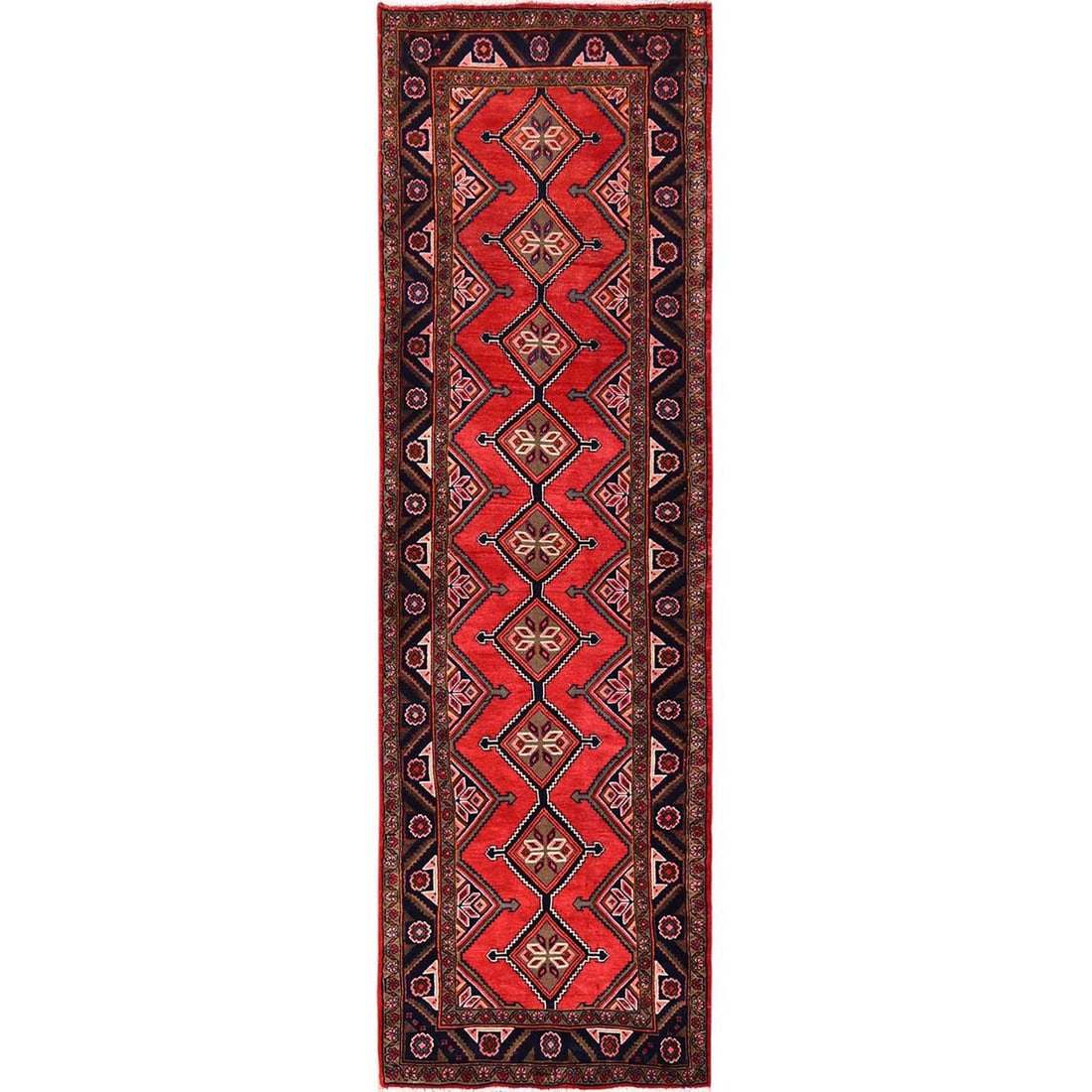 Rug 3'x9'9" Red New Zoroastrian Khamadan Hand Knotted Soft Wool Runner: Rug 3'x9'9" Red New Zoroastrian Khamadan Hand Knotted Soft Wool Runner This listing features Rug 3'x9'9" Red New Zoroastrian Khamadan Hand Knotted Soft Wool Runner. Item specifics are provided below.