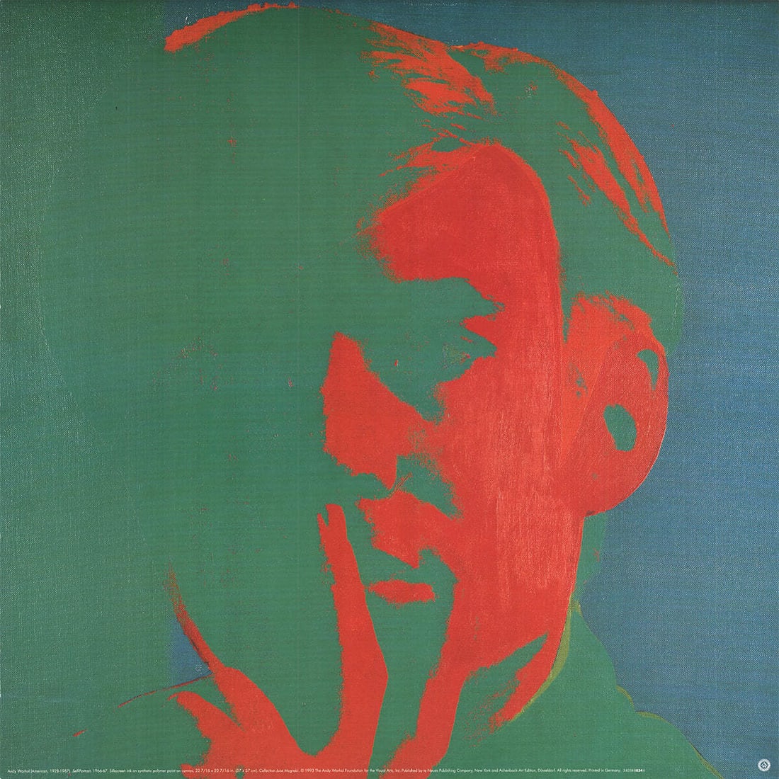 Figur ANDY WARHOL Self Portrait 26" x 26" Poster 1993 Pop Art Green Orange Man (1 of 4)