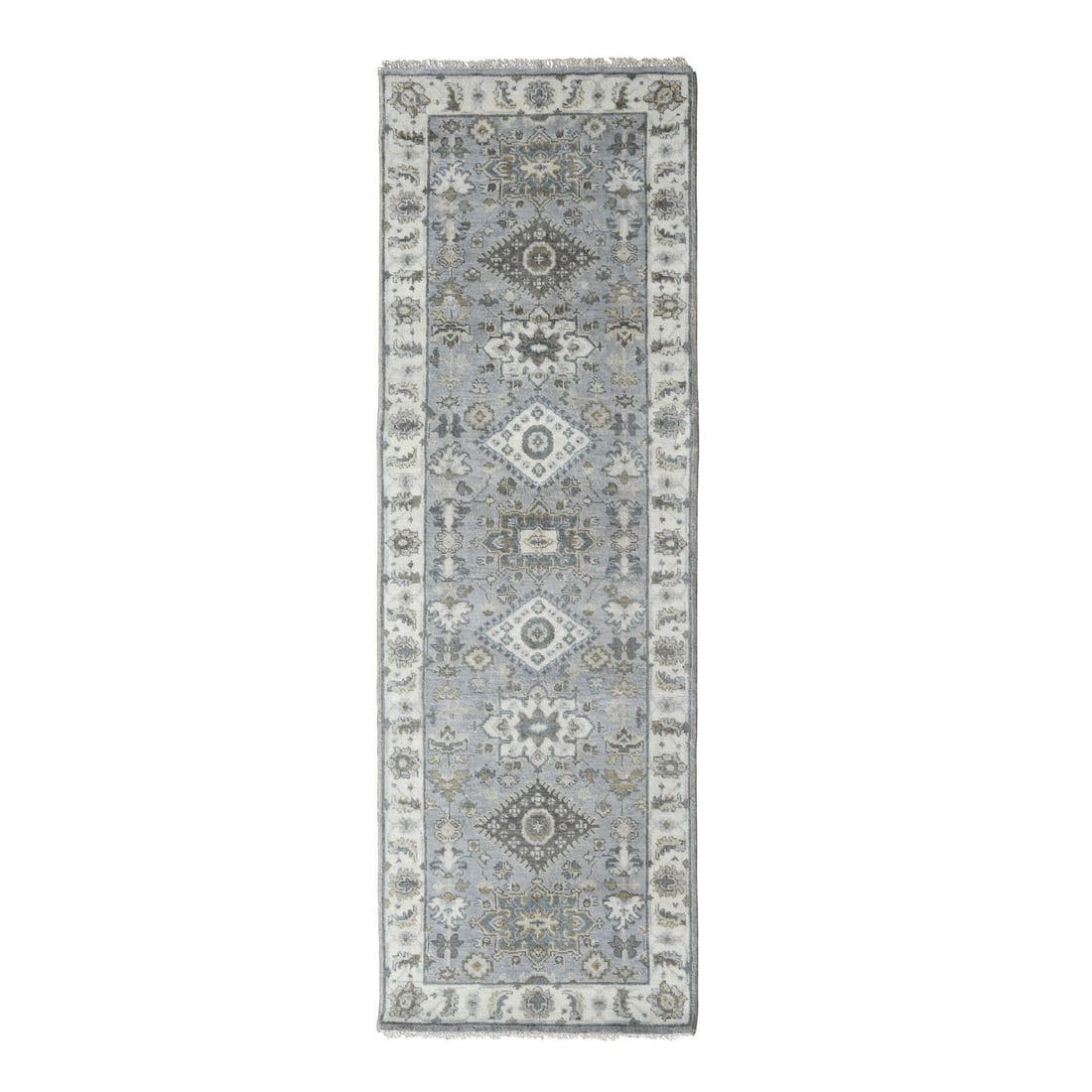 Rug 2'7"x8' Medium Gray Karjihooz Design Pure Wool Hand Knotted Runner: Rug 2'7"x8' Medium Gray Karjihooz Design Pure Wool Hand Knotted Runner This listing features Rug 2'7"x8' Medium Gray Karjihooz Design Pure Wool Hand Knotted Runner. Item specifics are provided below.