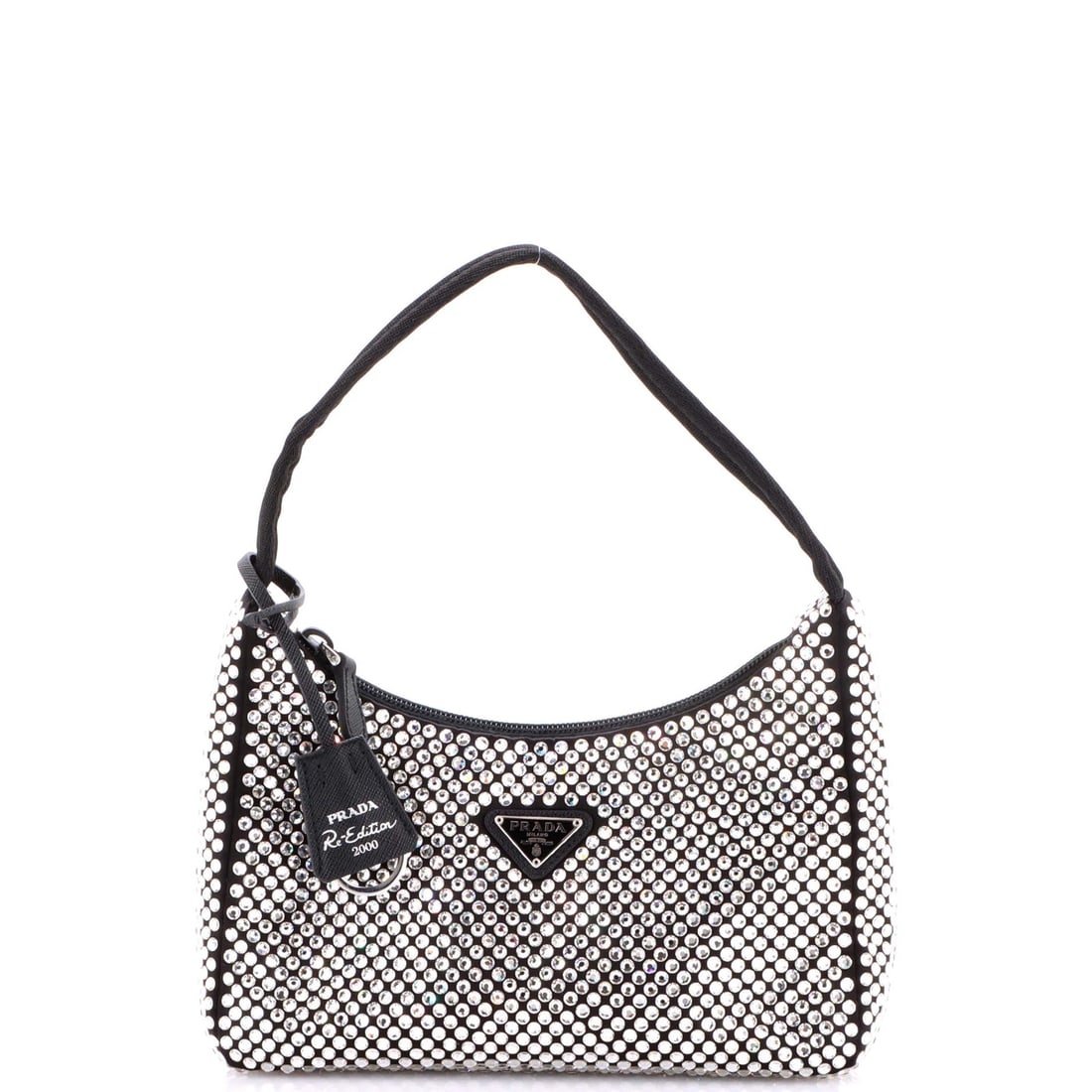 Mini Prada Re-Edition 2000 Hobo Crystal Embellished Satin: Mini Prada Re-Edition 2000 Hobo Crystal Embellished Satin This listing features Mini Prada Re-Edition 2000 Hobo Crystal Embellished Satin. Item specifics are provided below. Item Specifics: Brand: Pra