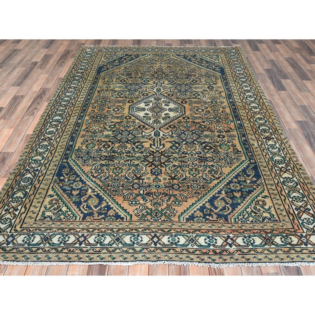 Rug 6'3"x9'7" Yellow Worn Wool Hand Knotted Vintage Farsian Amadan: Rug 6'3"x9'7" Yellow Worn Wool Hand Knotted Vintage Farsian Amadan This listing features Rug 6'3"x9'7" Yellow Worn Wool Hand Knotted Vintage Farsian Amadan. Item specifics are provided below. Item