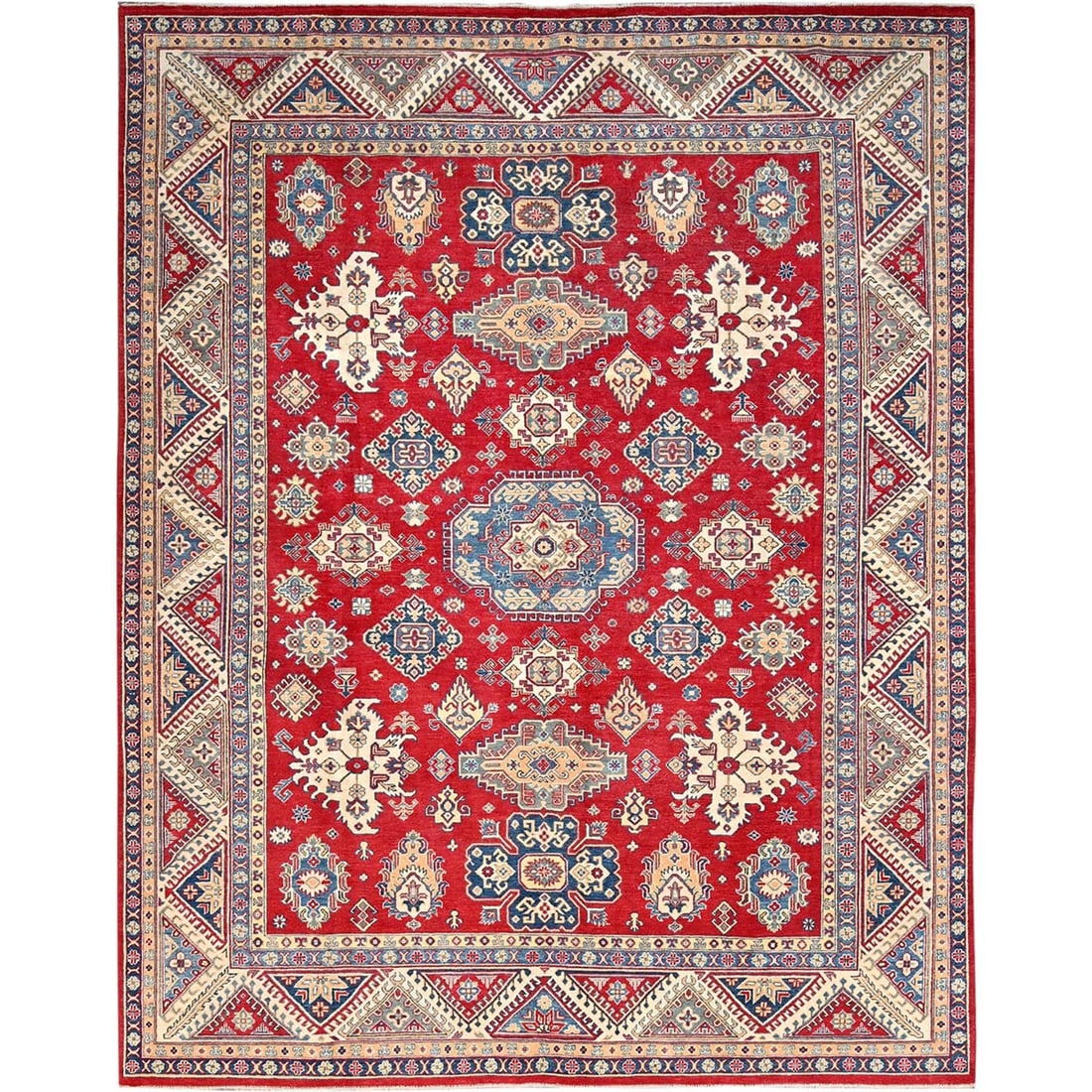 Rug 9'2"x11'6" Red Hand Knotted Soft Wool Kazak Tribal Motifs Oriental: Rug 9'2"x11'6" Red Hand Knotted Soft Wool Kazak Tribal Motifs Oriental This listing features Rug 9'2"x11'6" Red Hand Knotted Soft Wool Kazak Tribal Motifs Oriental. Item specifics are provided below.