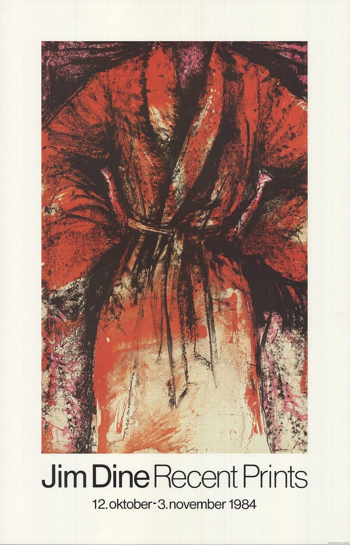 Pac JIM DINE Robe 30" x 19.5" Offset Lithograph 1984 Pop Art Jim Dine Red Robe (1 of 4)