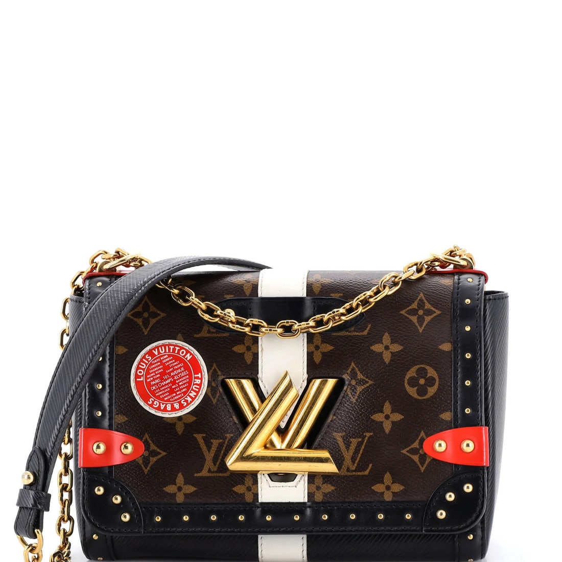 MM Louis Vuitton Twist Handbag Studded Epi Leather and Monogram Canvas (1 of 8)